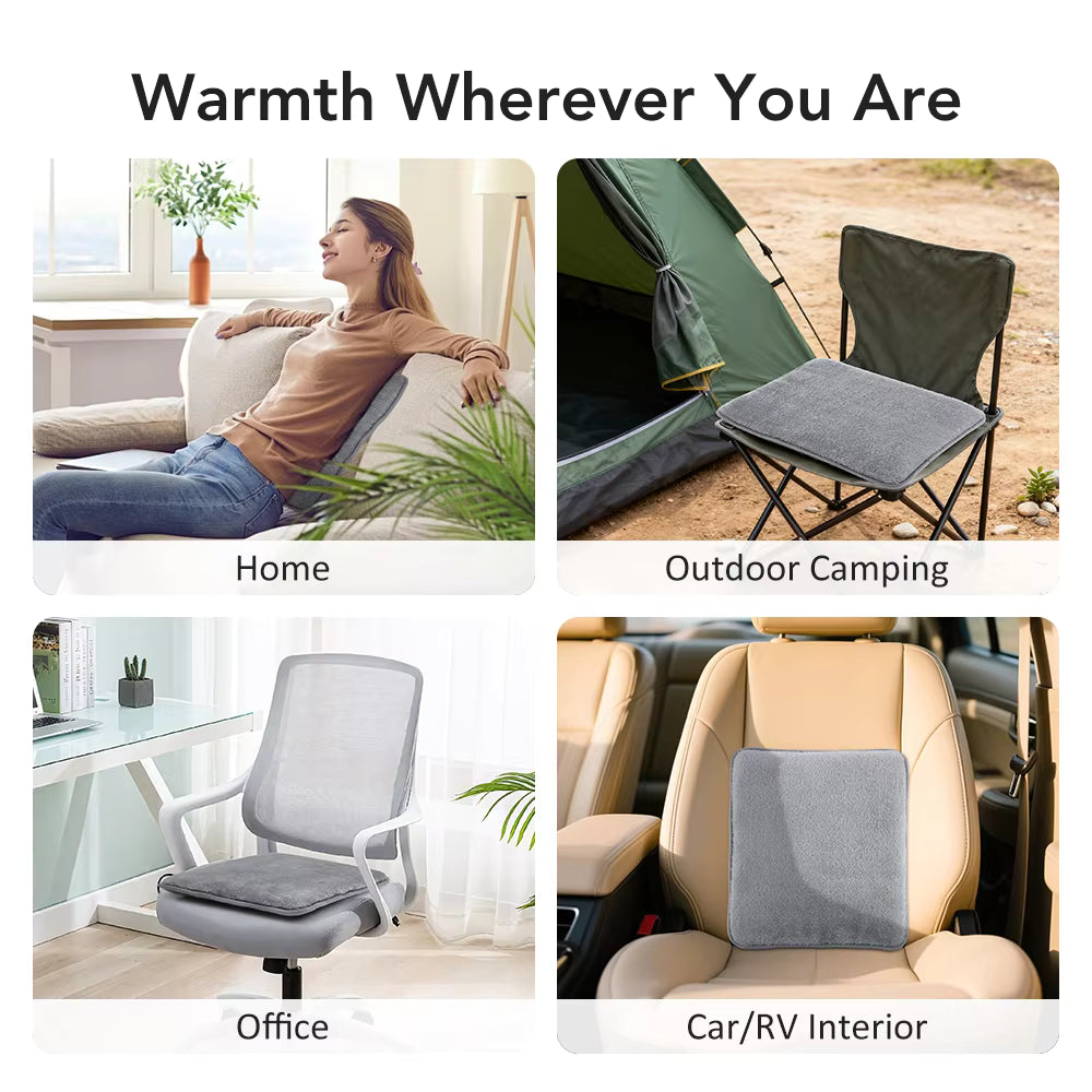 USB Electric Heated Seat Cushion with 4 Heat & Timer Settings – Portable Warm Chair Pad for Car, Office & Home