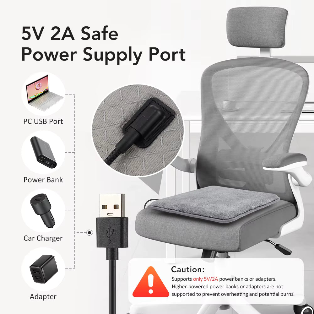 USB Electric Heated Seat Cushion with 4 Heat & Timer Settings – Portable Warm Chair Pad for Car, Office & Home