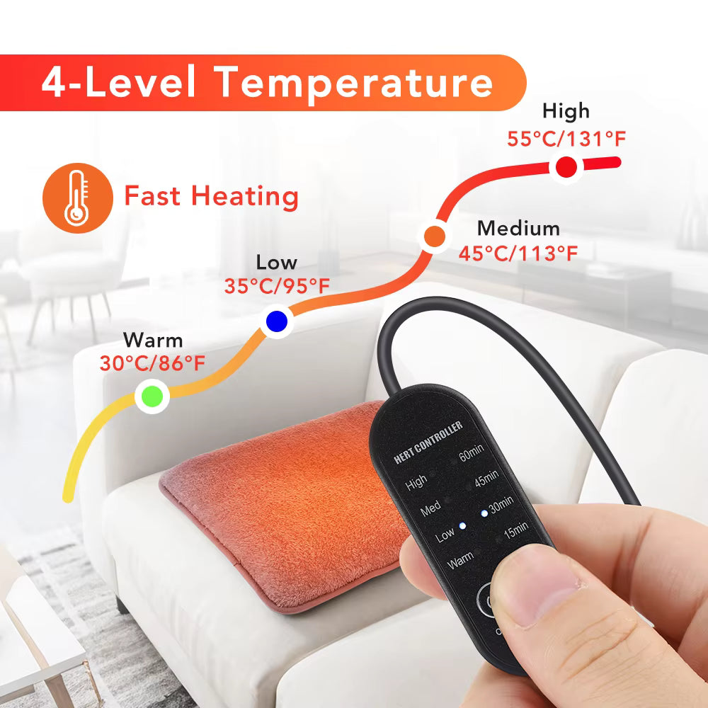USB Electric Heated Seat Cushion with 4 Heat & Timer Settings – Portable Warm Chair Pad for Car, Office & Home