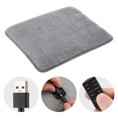 USB Electric Heated Seat Cushion with 4 Heat & Timer Settings – Portable Warm Chair Pad for Car, Office & Home