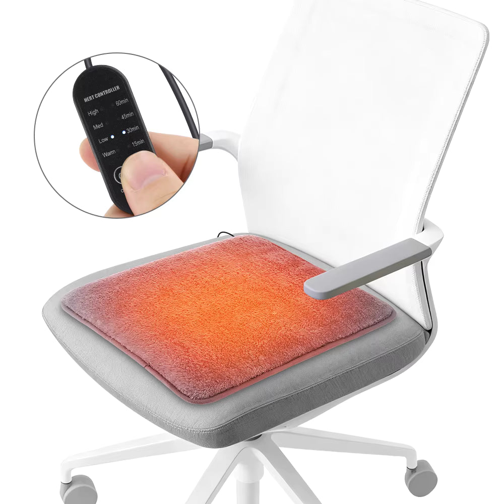 USB Electric Heated Seat Cushion with 4 Heat & Timer Settings – Portable Warm Chair Pad for Car, Office & Home